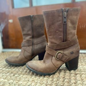 Born brown leather heeled boots